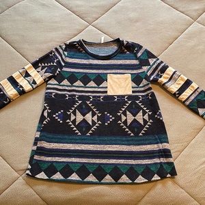 👻 3/$28 SALE 👻 Auditions large multicolor Aztec southwestern long sleeve top